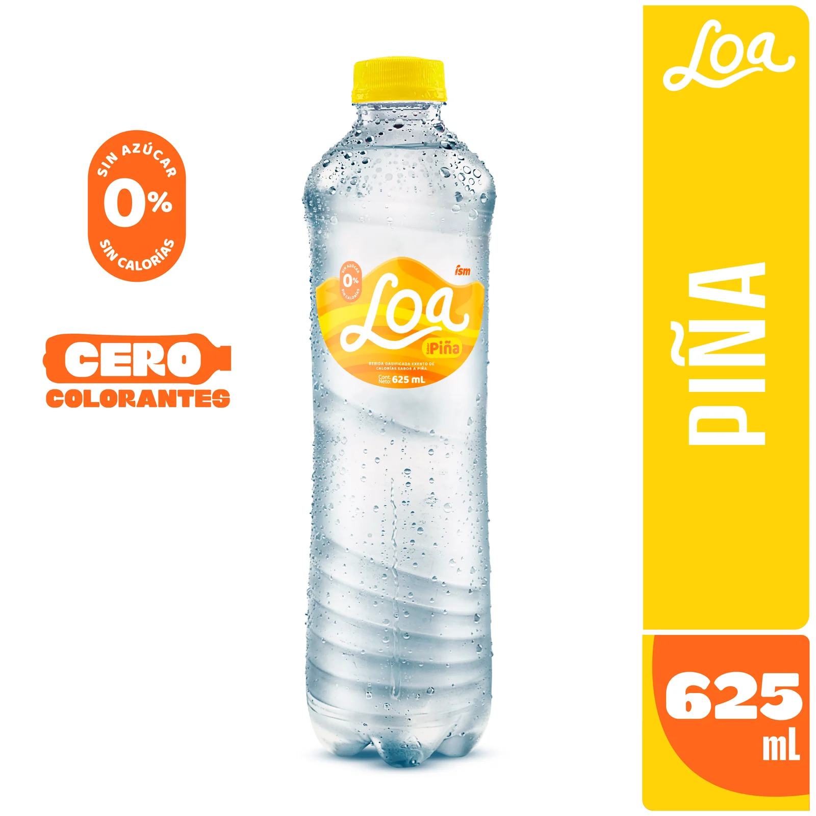 Agua Saborizada Piña Con Gas LOA Botella 625 ml