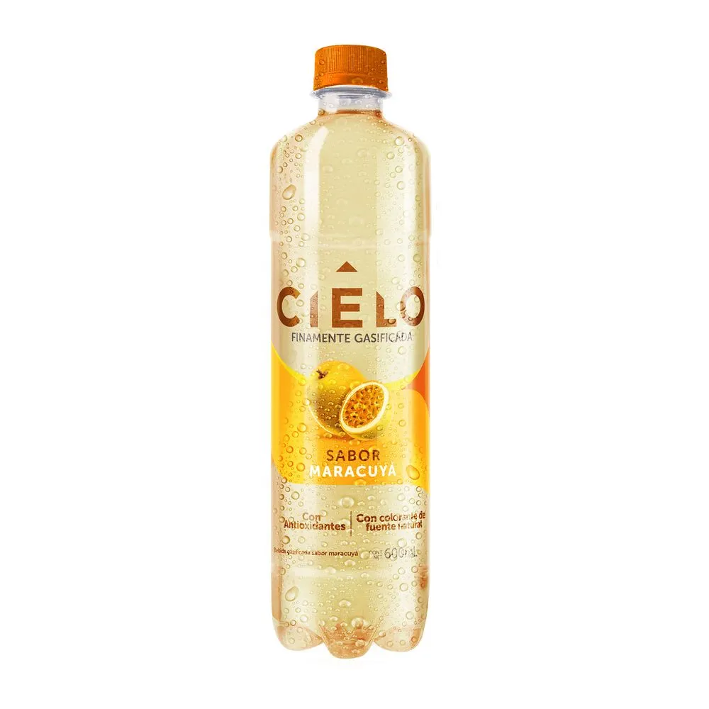 Agua con Gas CIELO Sabor a Maracuyá Botella 600ml