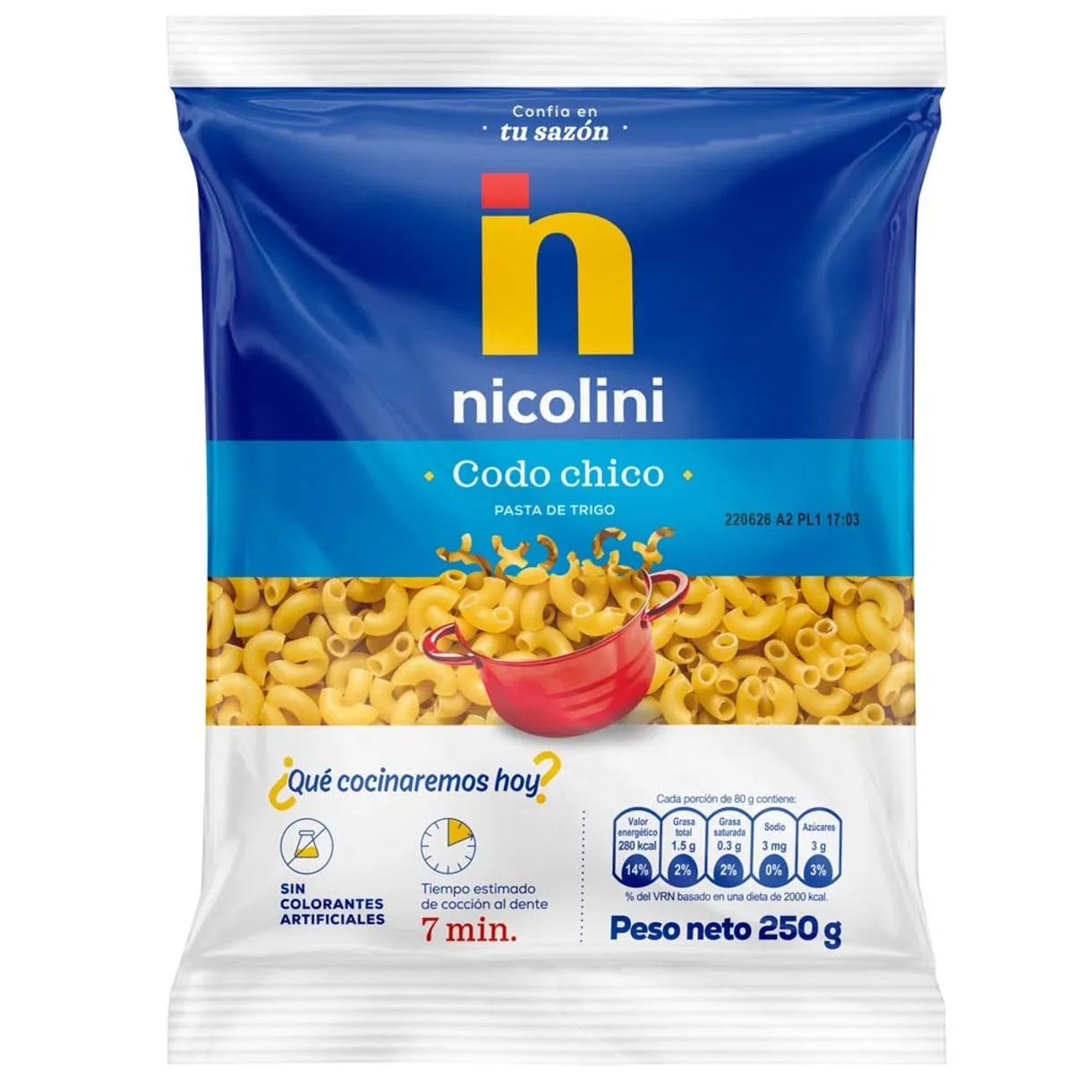 Fideos NICOLINI Codo Chico Bolsa 250g
