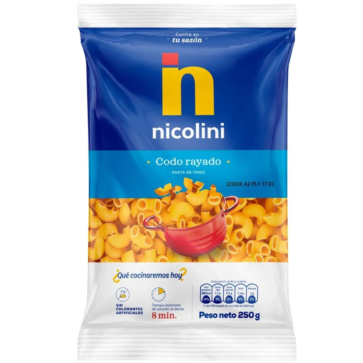 Fideos NICOLINI Codo Rayado Bolsa 250g